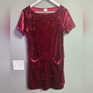Cupio Velvet Midi Dress in Rich Cranberry Color Size Mediun